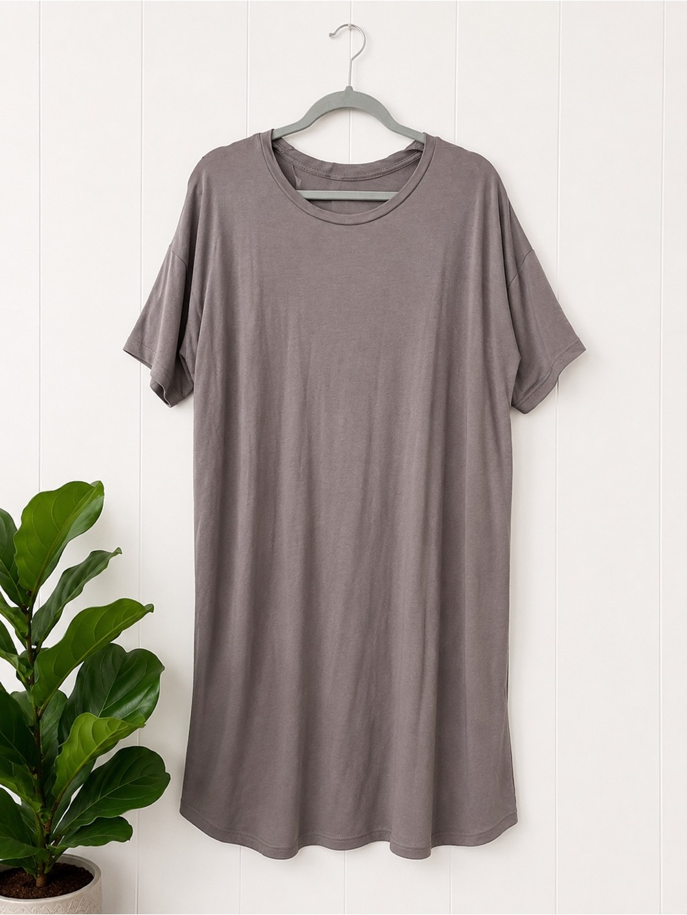 NEW MRT 1030 Plus Size Casual Gray T-Shirt Dress 1X